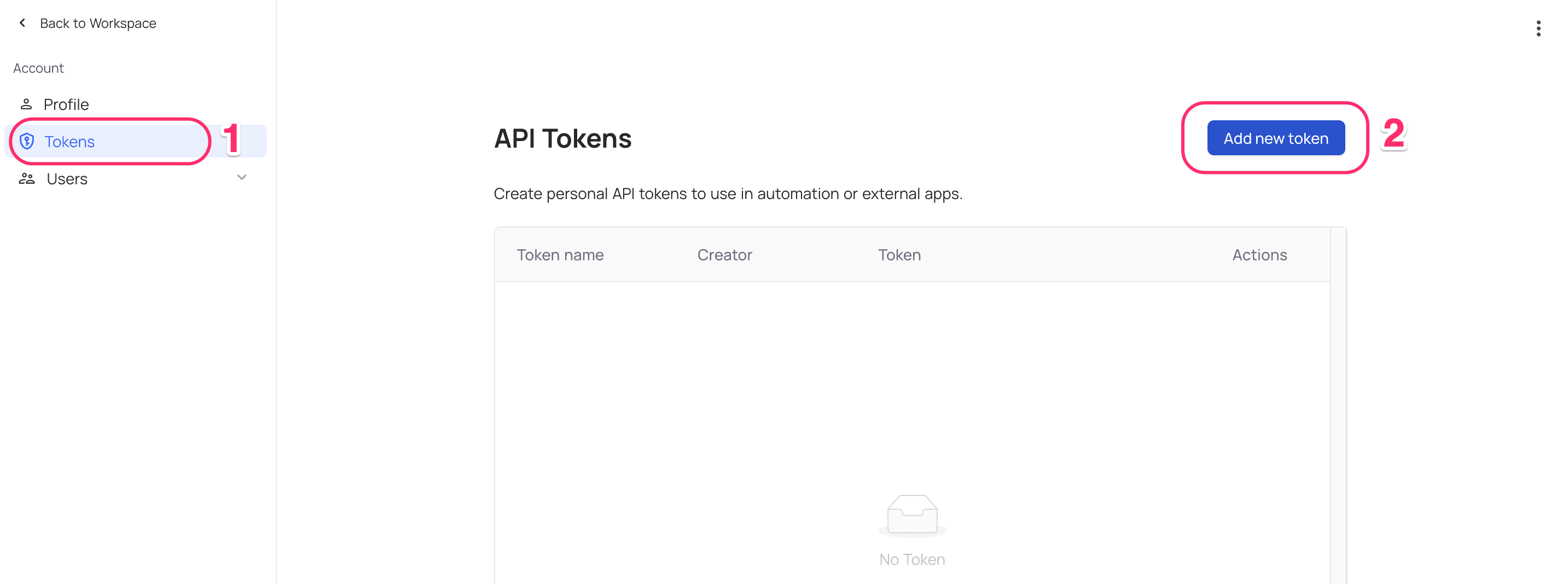Create API Token