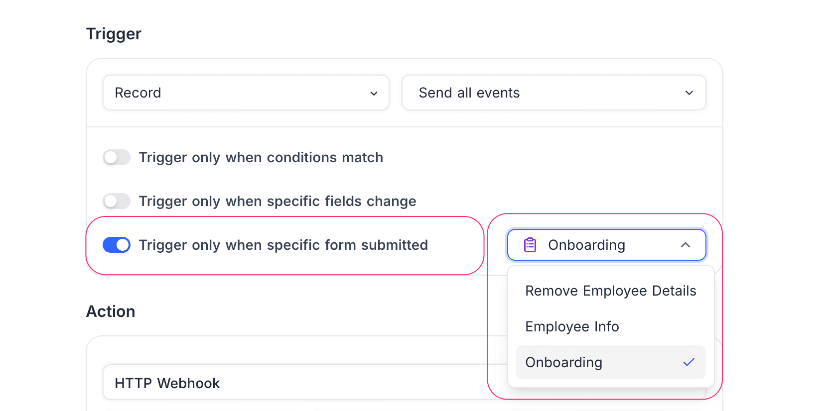 Webhook on specific form submission