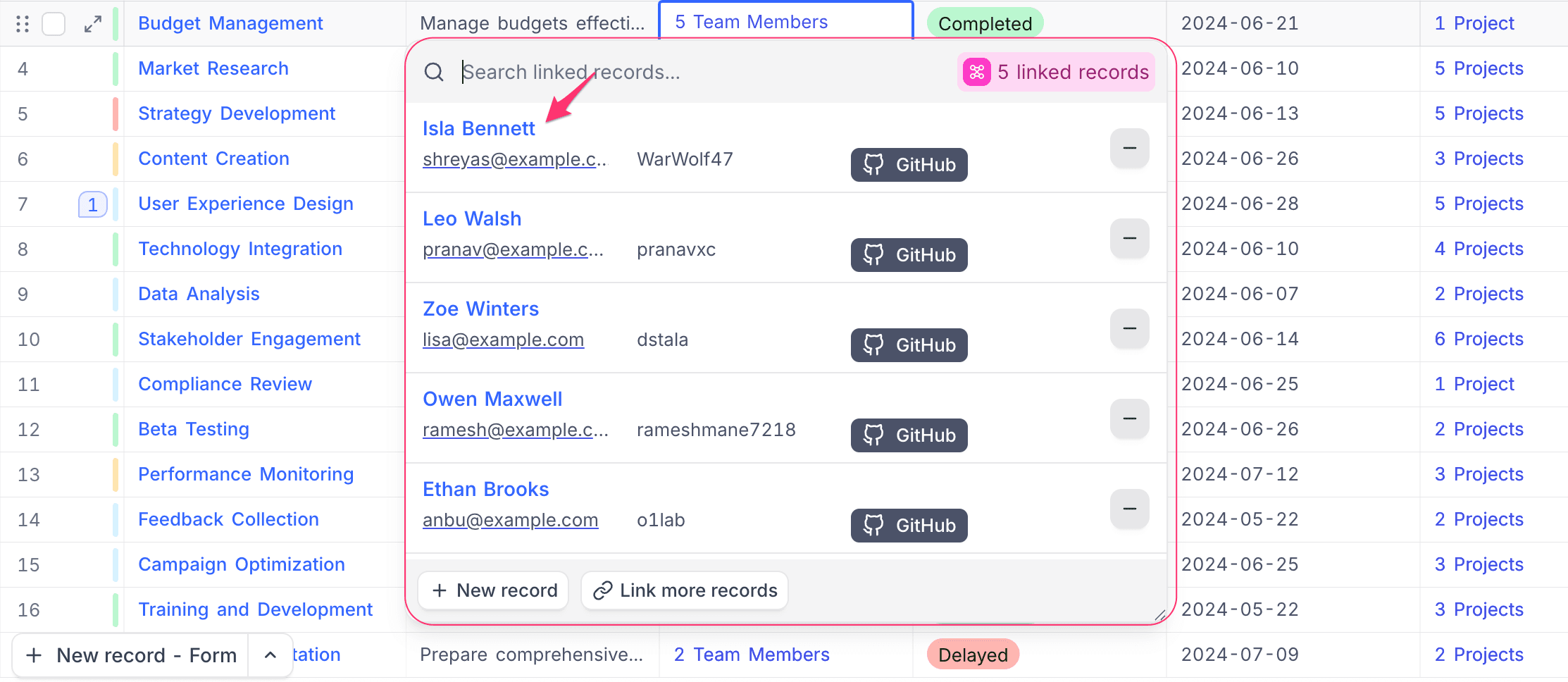display value- links field