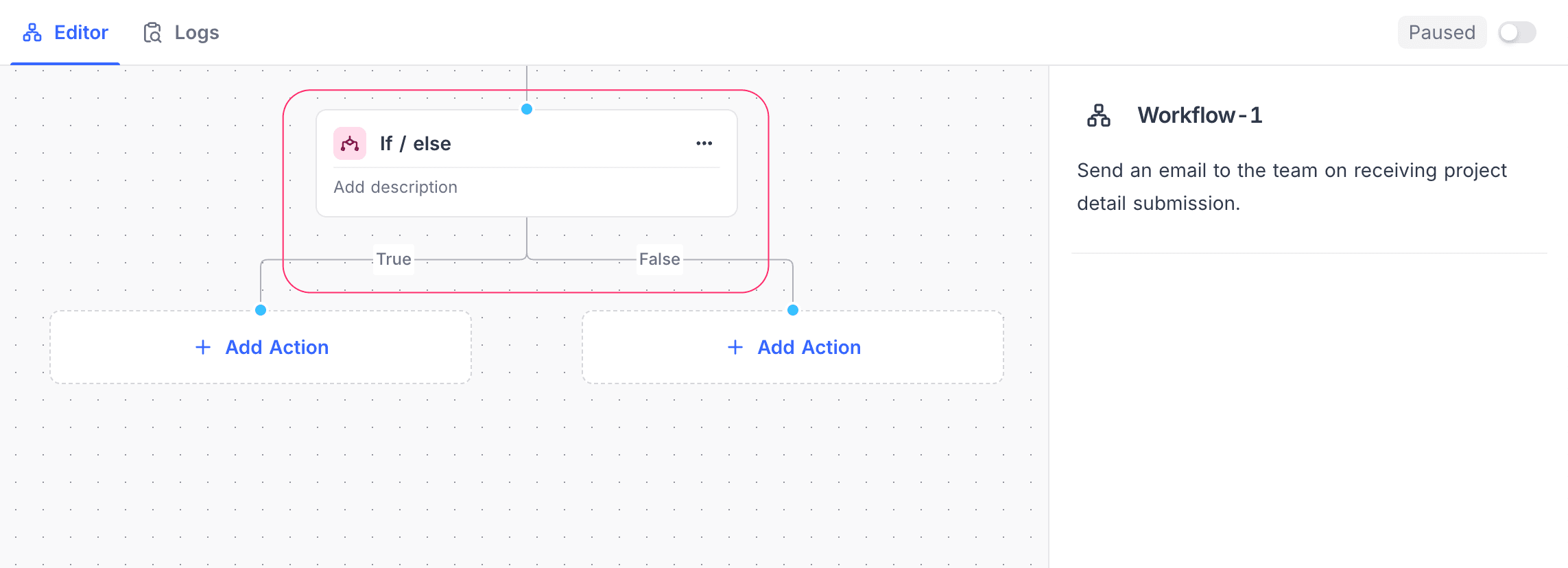 Adding flow control node