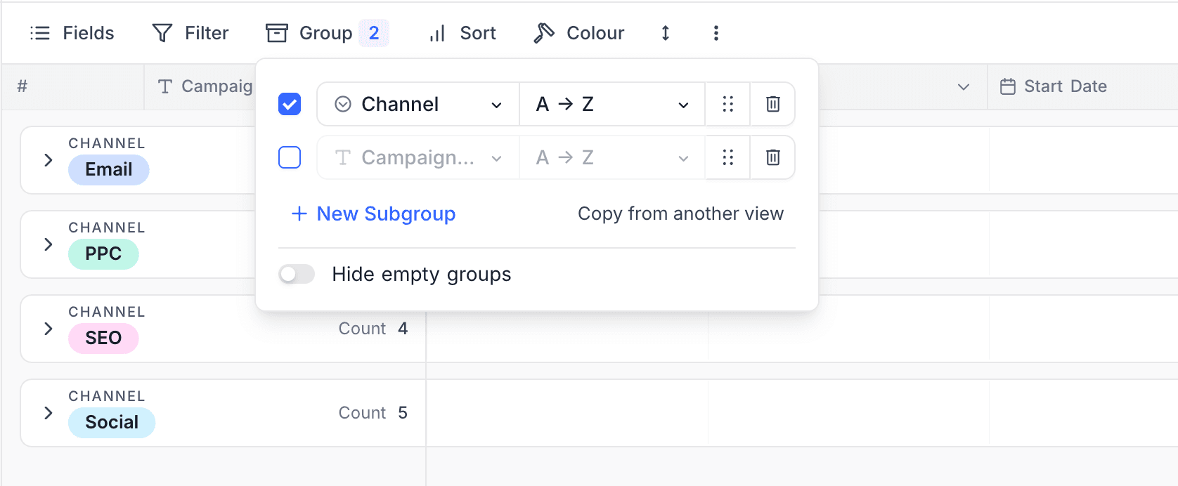 Group toggle