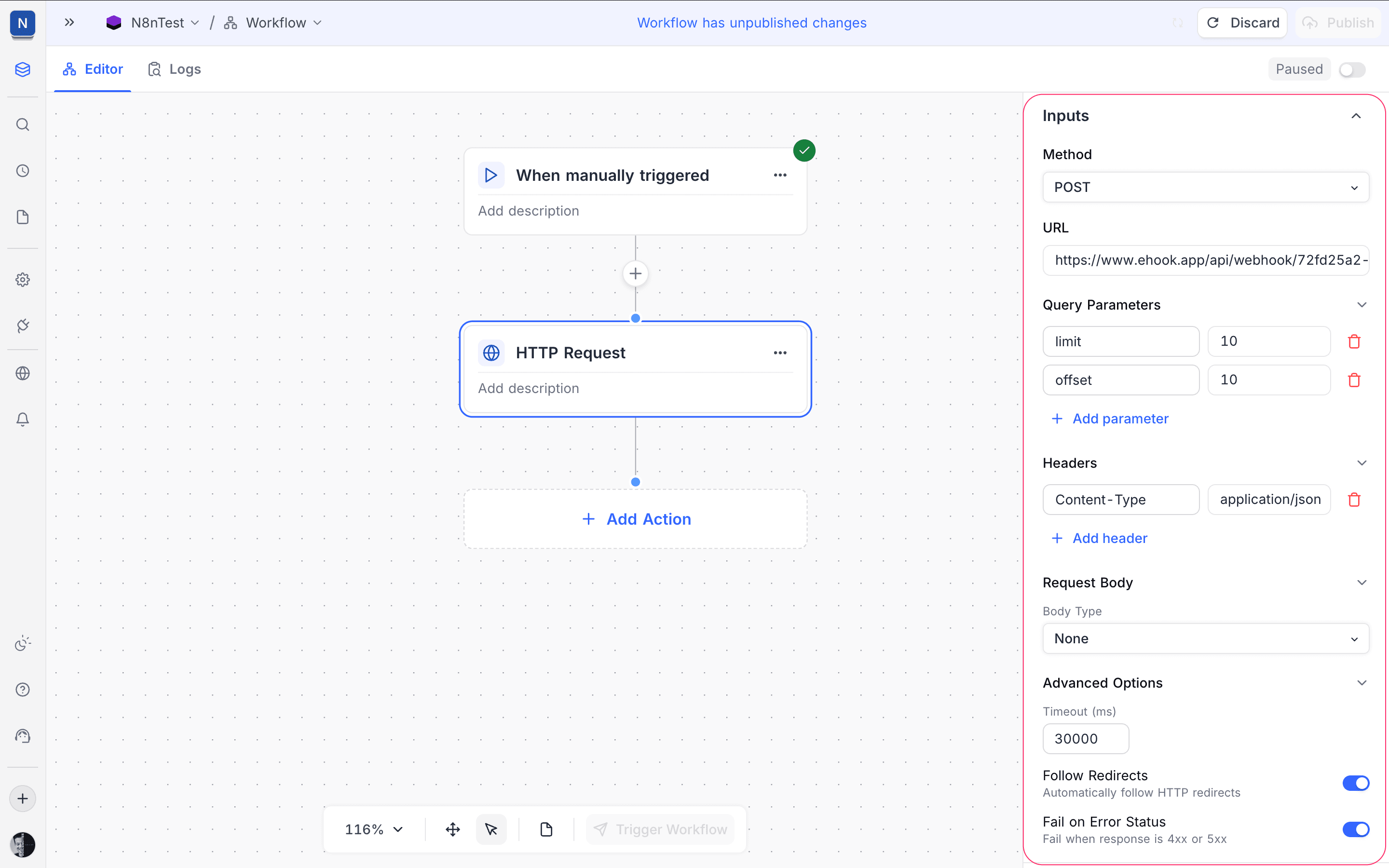 HTTP Request Action Configuration