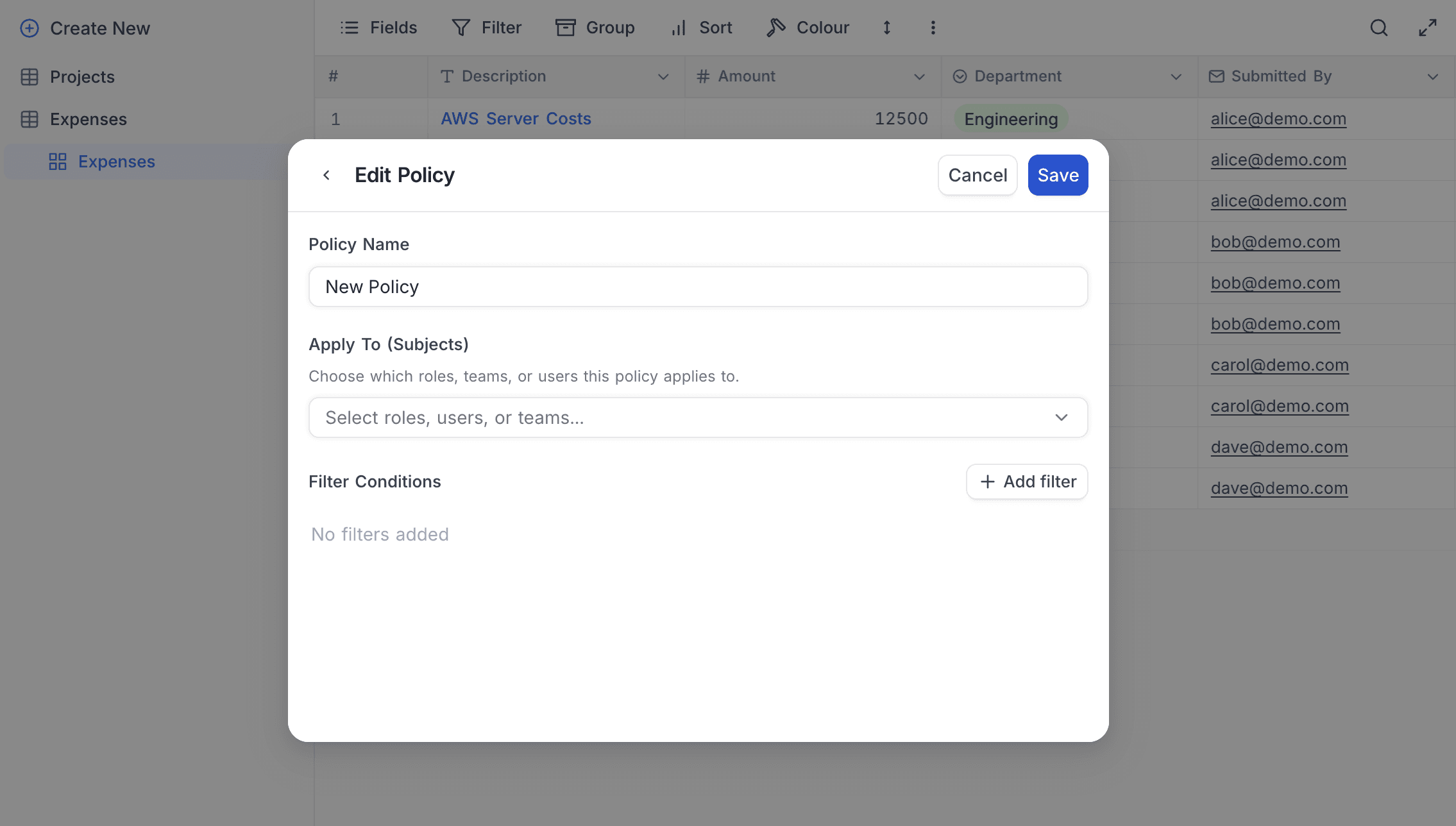 New scoped policy editor