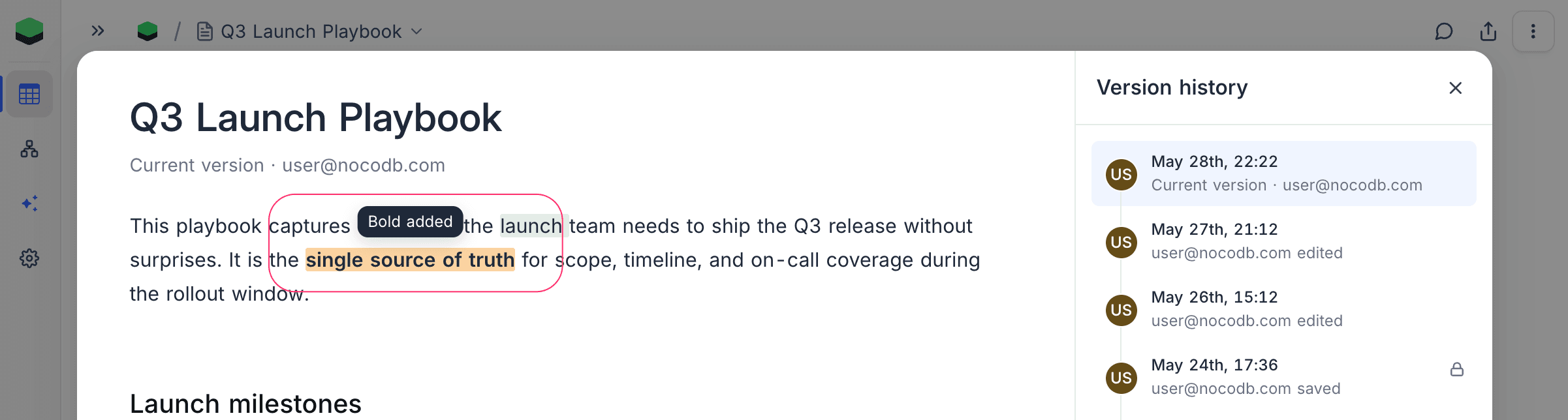 Hover tooltip on an amber span reading "Bold added"