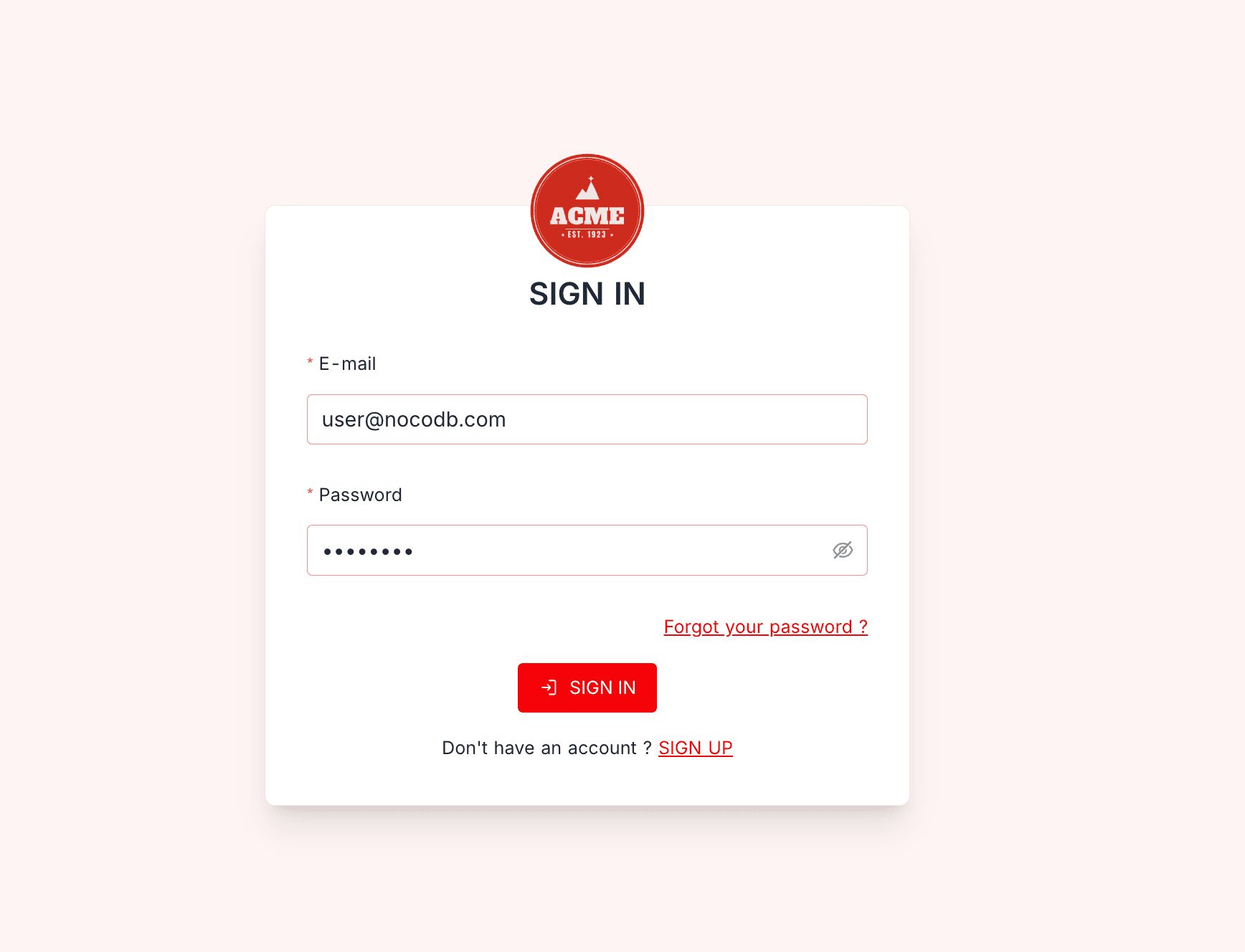Branded sign-in screen
