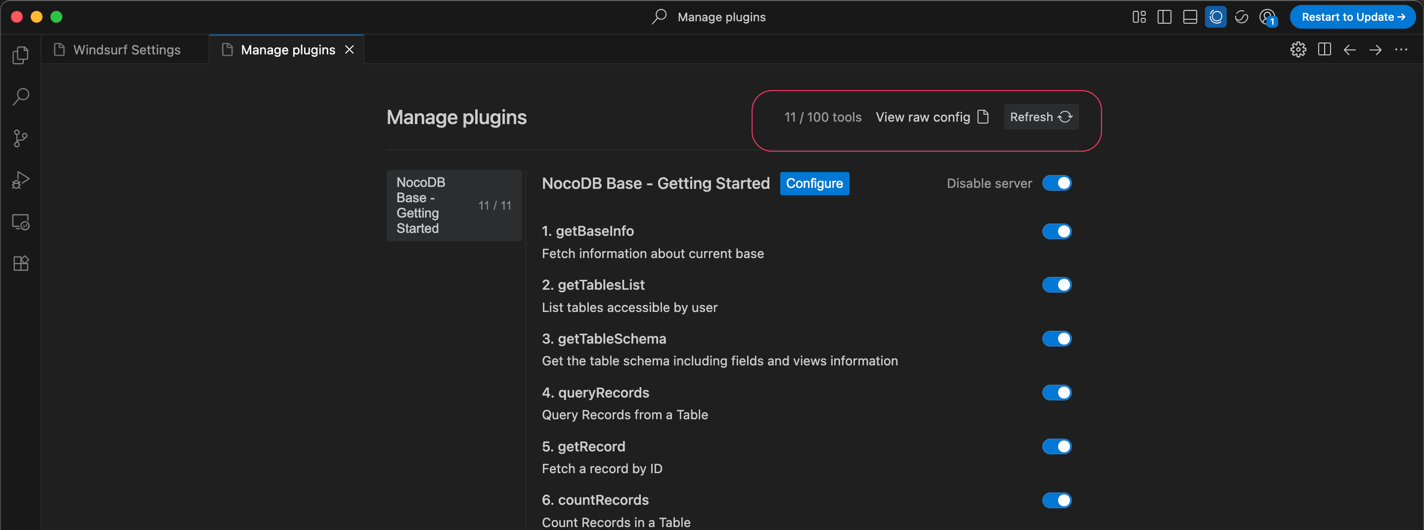 Windsurf MCP Settings