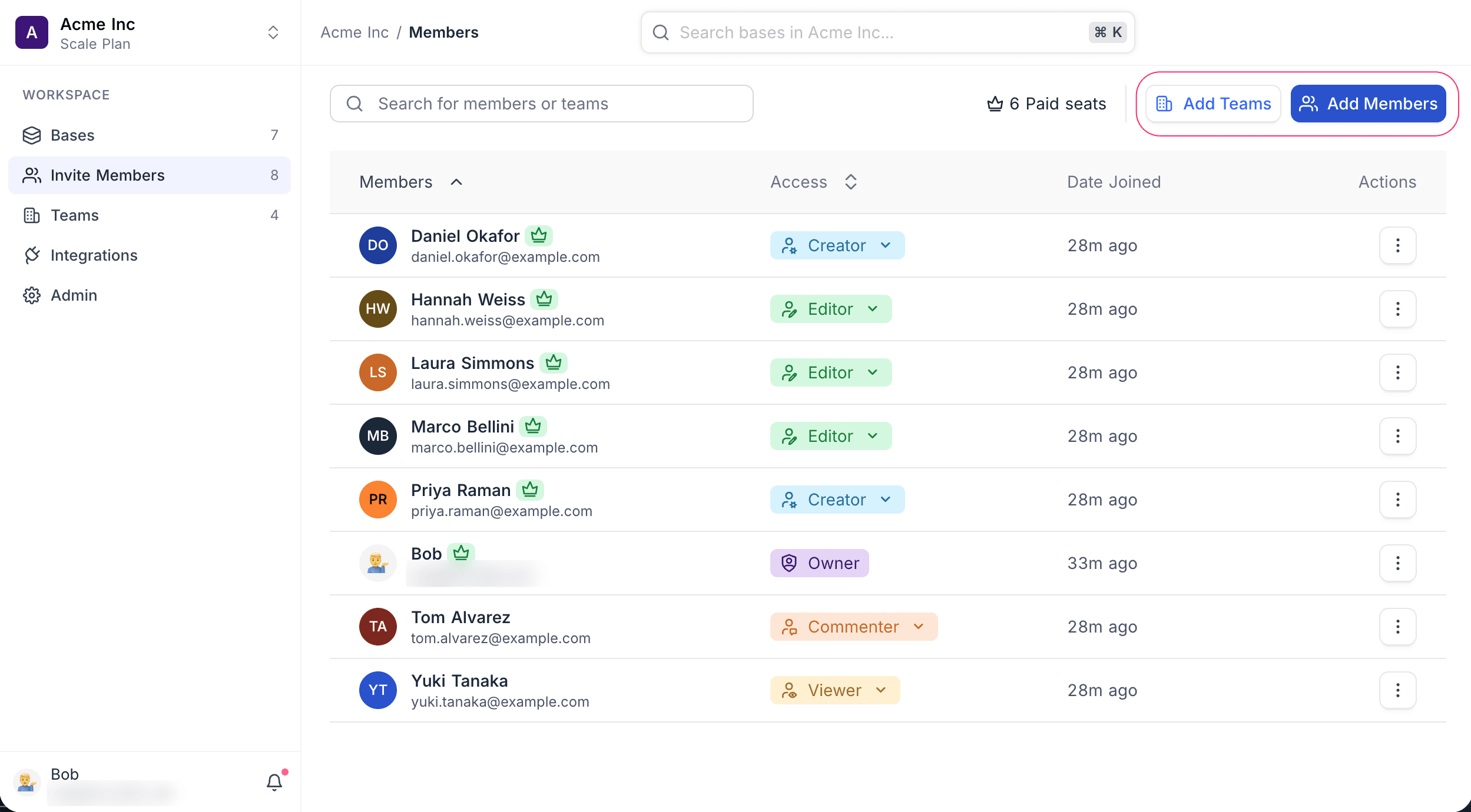 Members page