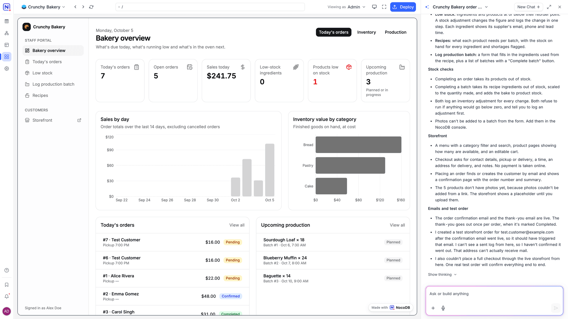 NocoDB's AI app builder