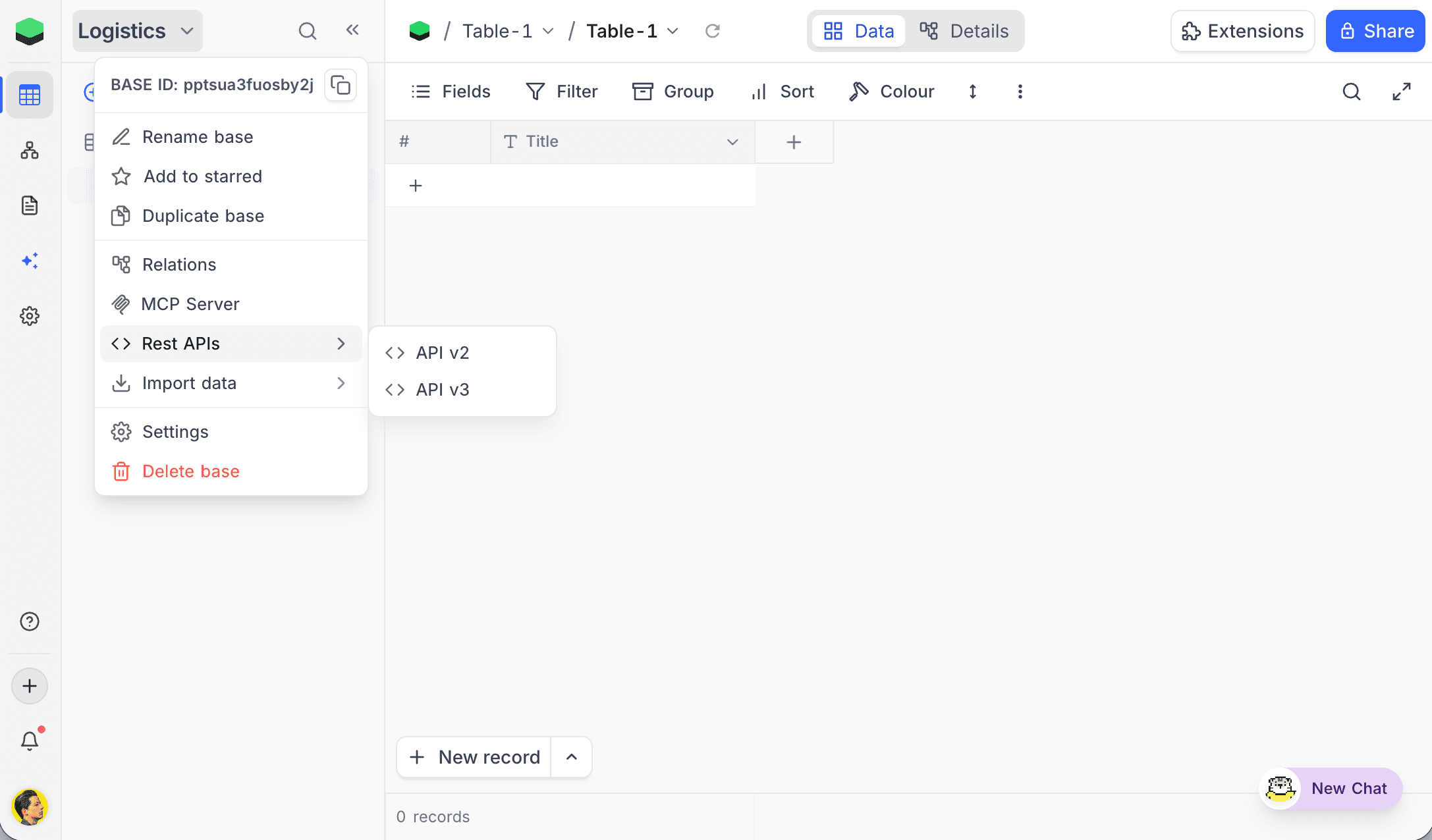 base context menu