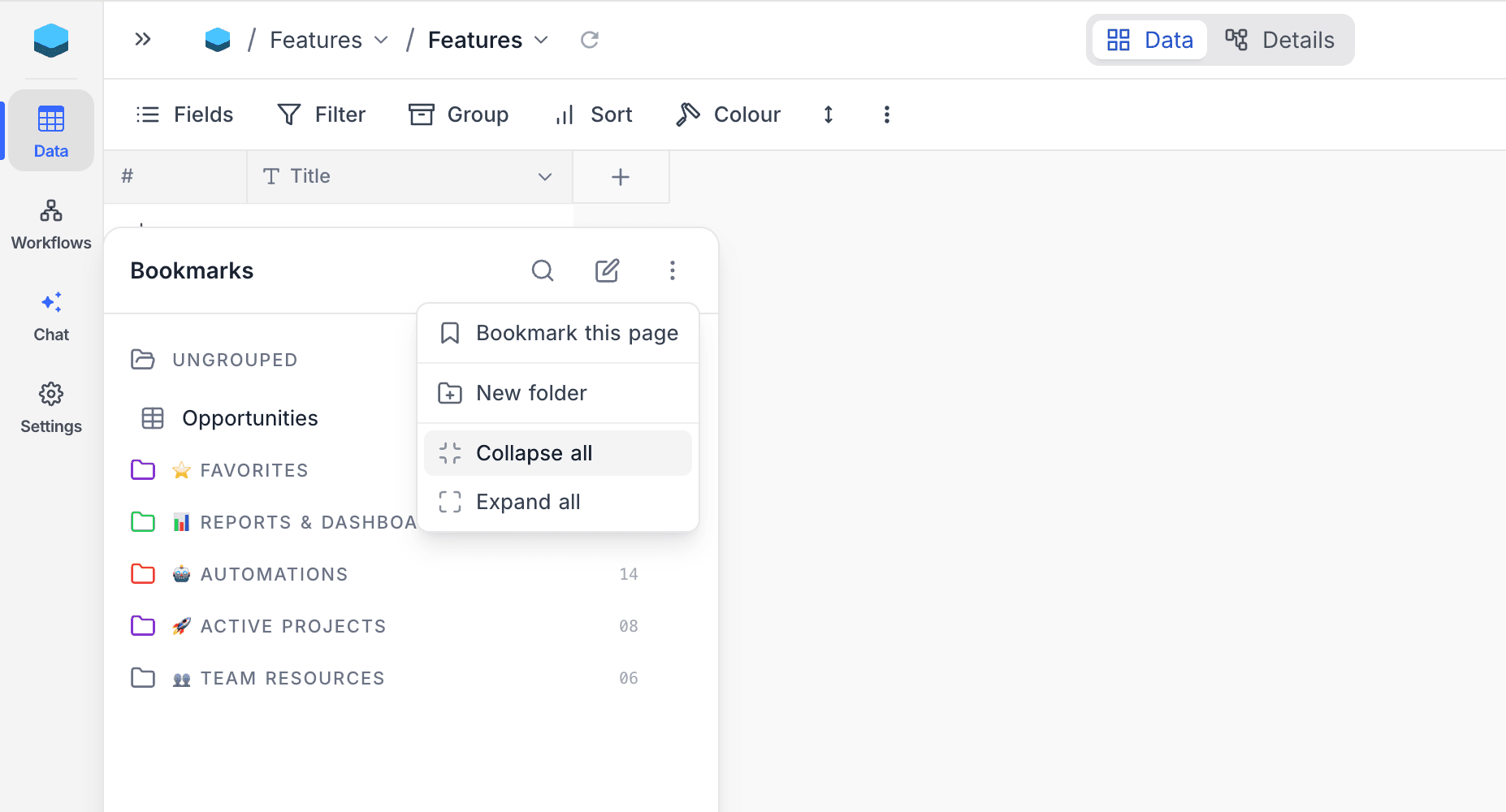 Collapse all and Expand all in the flyout header menu