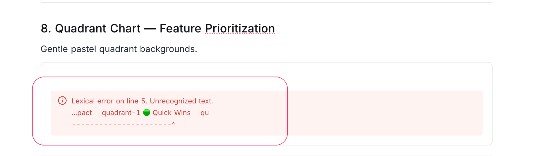 Inline error message shown when Mermaid syntax is invalid