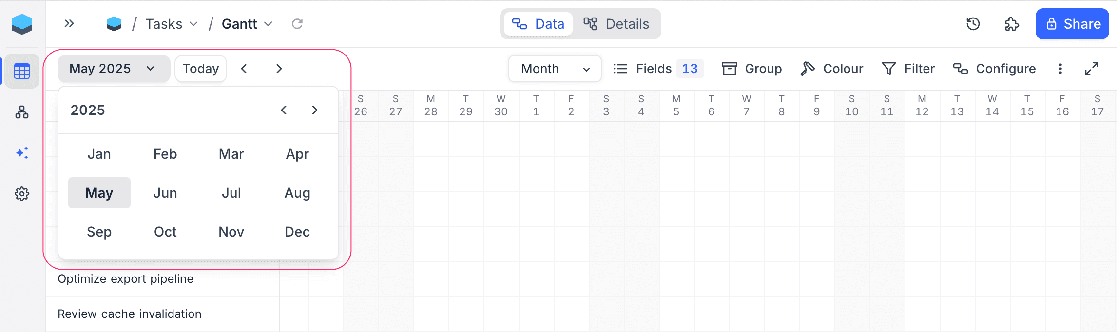 Gantt Navigation