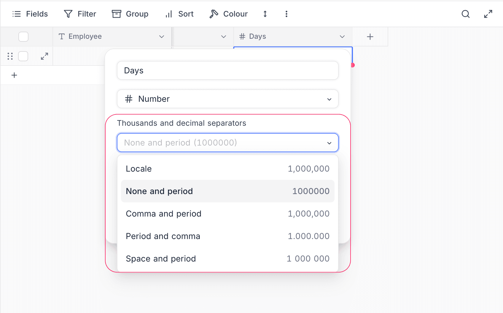 Number separator styles