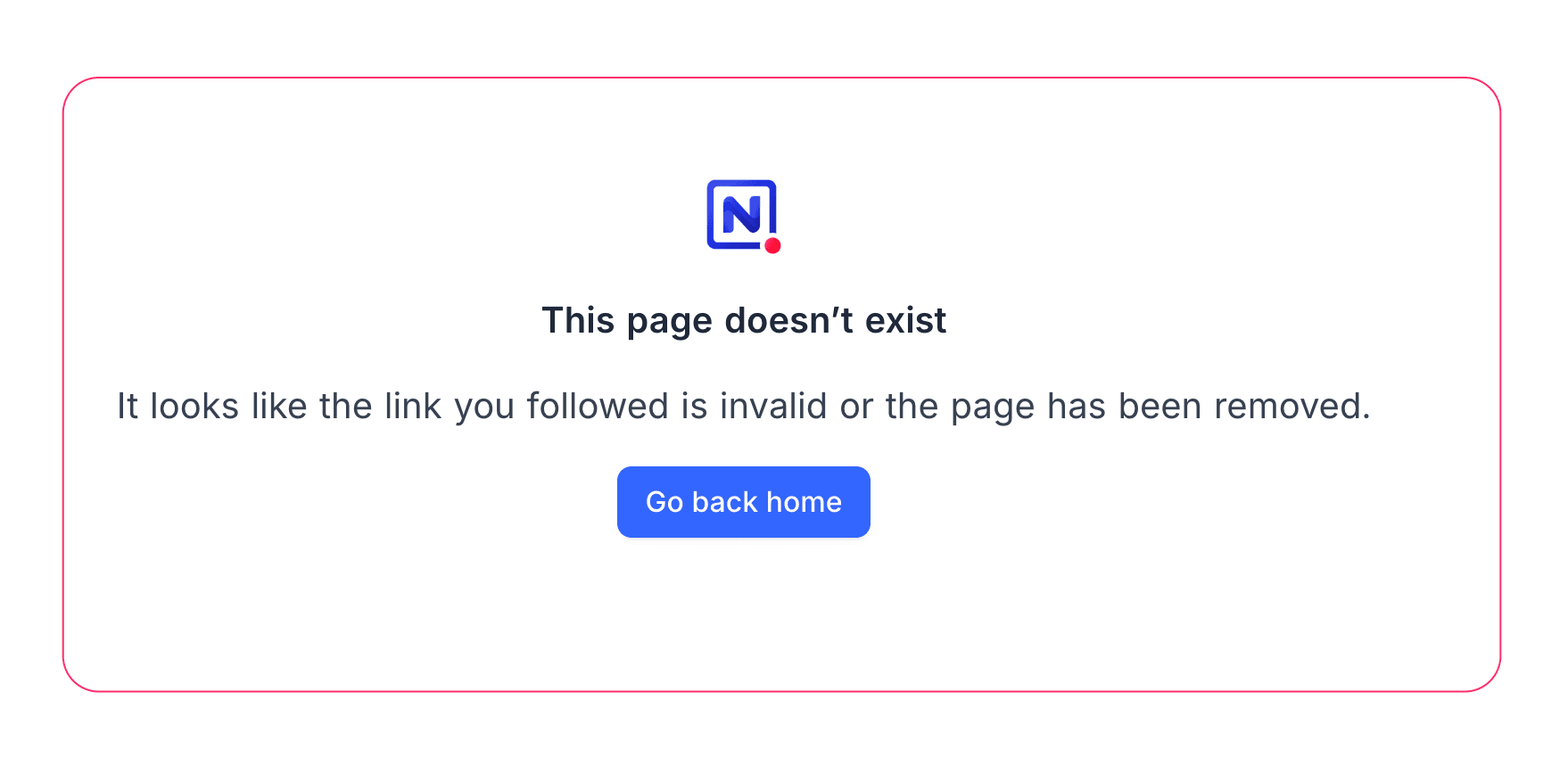Public reader showing the "This page doesn't exist" error after a share is revoked