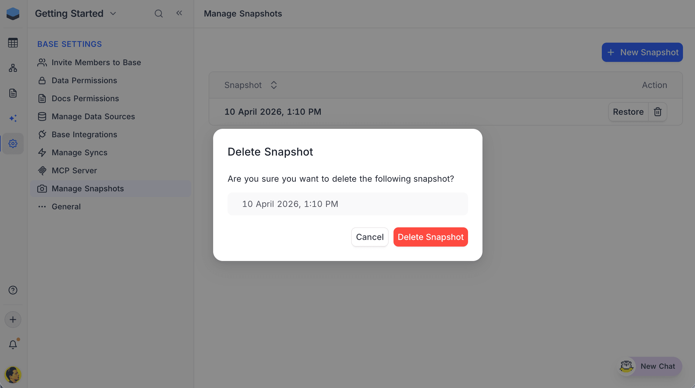 Delete Snapshot