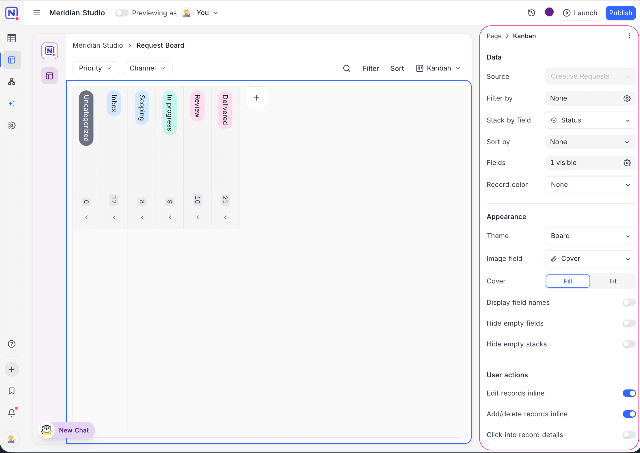 Visualization settings